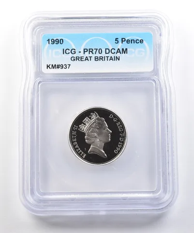1990 Great Britain 5 Pence PR70 DCAM ICG *0442