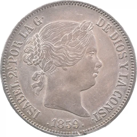 1859 Spain 20 Reales Isabel II KM0609.2 a5704