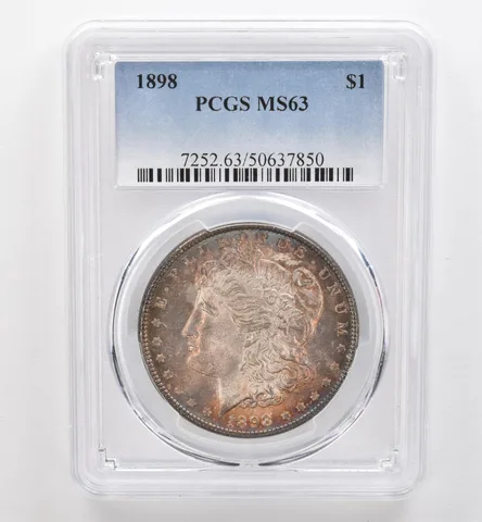 1898 Morgan Silver Dollar MS63 PCGS Beautiful Tone *9554