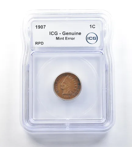 1907 Indian Head Cent Mint Error RPD Genuine ICG *0656
