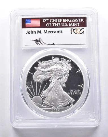 PR70 DCAM 2017-S American Silver Eagle Congrats Set FDOI Mercanti PCGS a3389