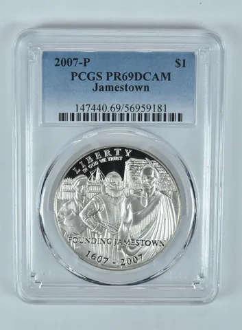 2007-P Jamestown Commemorative Dollar PR69 DCAM PCGS Blue Label