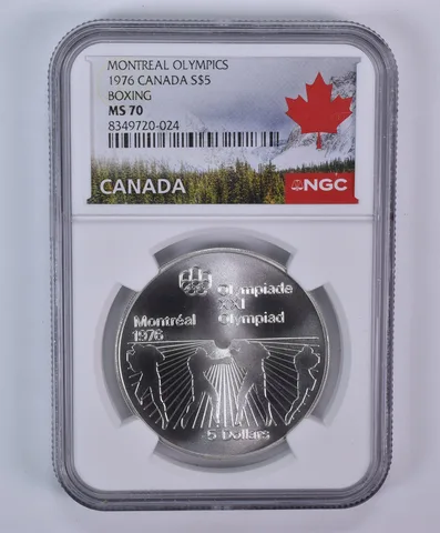 1976 Canada 5 Dollars Silver Olympic Boxing MS70 NGC Canada Lbl