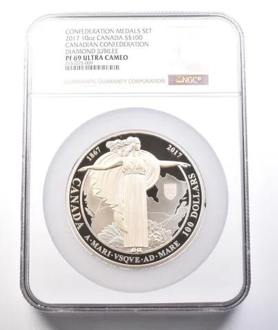 2017 Canada $100 Silver Confed. Medals Set Diamond Jubilee PF69 UCAM NGC a3778