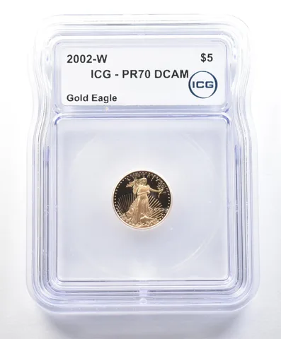 2002-W $5 American Gold Eagle 1/10 Oz Gold PR70 DCAM ICG