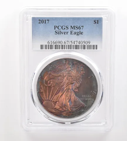 2017 American Silver Eagle MS67 PCGS Beautiful Tone *3261