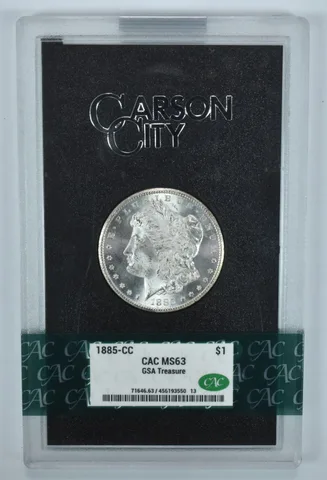 1885-CC Morgan Silver Dollar GSA Treasure MS63 CAC CACg