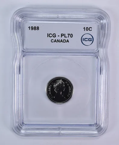 1988 Canada 10 Cents Bluenose PL70 ICG