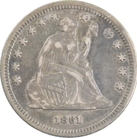 1861 Seated Liberty Quarter Beautiful Tone *7804