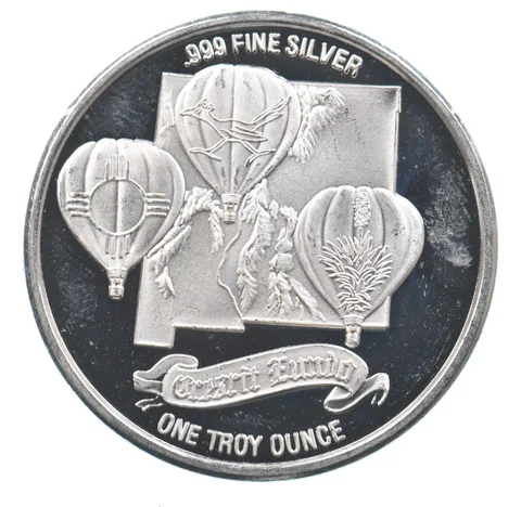 VINTAGE Art Bar/Round 1988 Albuquerque Intl. Balloon Fiesta Silver 1 T Oz *242