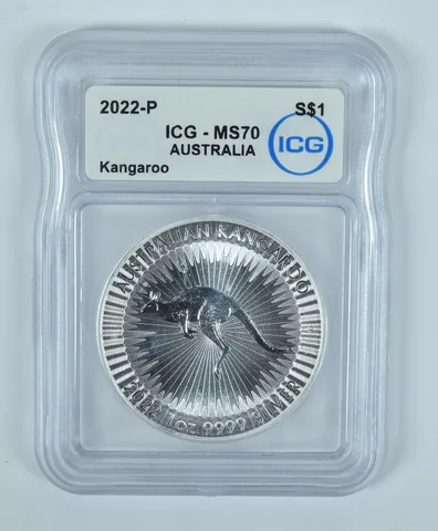 2022 P Australia Silver Dollar Kangaroo MS70 ICG