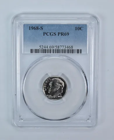 1968-S Roosevelt Dime PR69 PCGS Blue Label