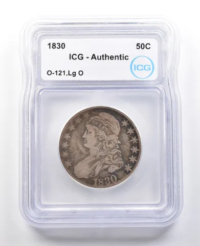 1830 Capped Bust Half Dollar O-121 Large O Authentic ICG *2973