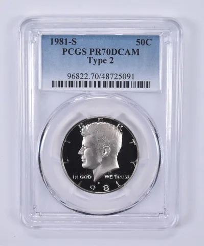 1981-S Kennedy Half Dollar Type 2 PR70 DCAM PCGS Blue Label