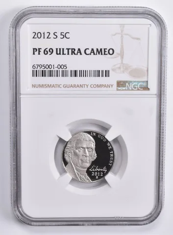 2012-S Jefferson Nickel 5c PF69 UCAM NGC Brown Lbl