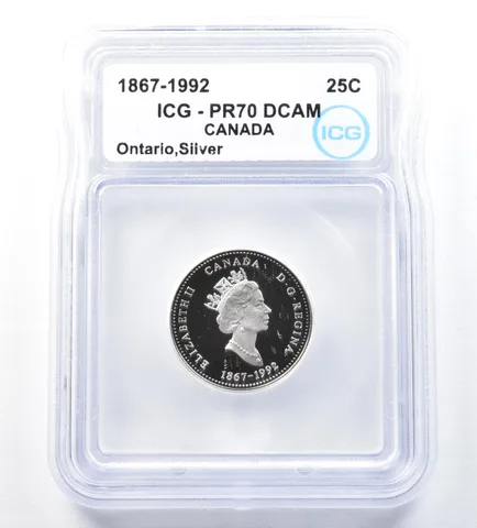 1867-1992 Canada 25 Cents Silver Ontario PR70 DCAM ICG *8932