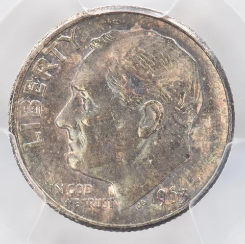 1963 Roosevelt Dime MS62 PCGS Beautiful Tone *0890