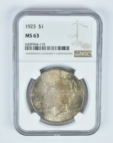MS63 1923 Peace Silver Dollar NGC INSANE color - Toned *7837
