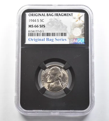 1944-S Jefferson Nickel Original Bag Fragment MS66 5FS NGC a7147