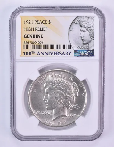 1921 Peace Silver Dollar High Relief Genuine NGC *1095