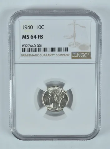 1940 Mercury Dime MS64 FB NGC Brown Label