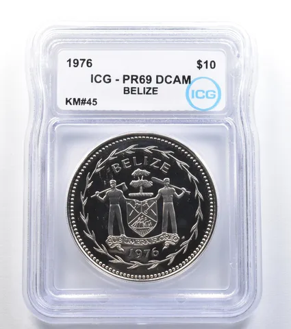 1976 Belize 10 Dollars KM#45 PR69 DCAM ICG *7958