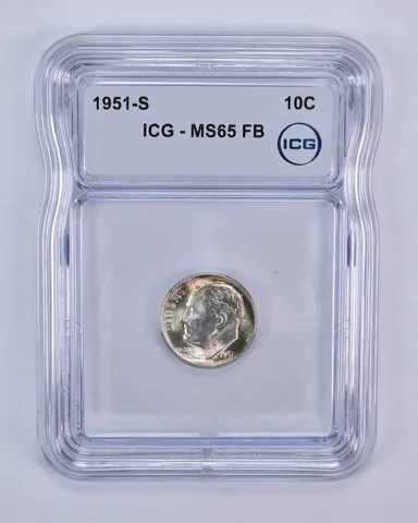 1951-S Roosevelt Dime MS65 FB ICG