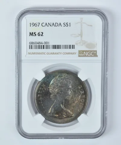 MS62 1967 Canada 1 Dollar Silver NGC Beautifully Toned *3596
