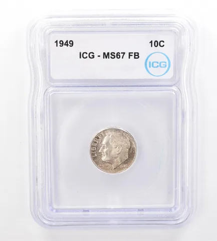 1949 Roosevelt Dime MS67 FB ICG Beautiful Tone a7307