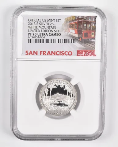 2013-S Silver PF70 UCam White Mountain Quarter NGC Limited Edition
