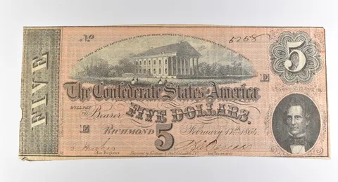 1864 $5 Richmond VA Confederate States Of America Obsolete Note *3876