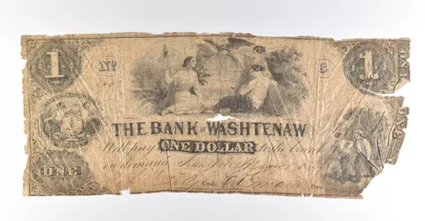 1854 $1 Bank Of Washtenaw MI Obsolete Note *8454