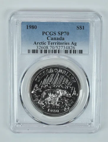 1980 Canada 1 Dollar Silver Arctic Territories SP70 PCGS Blue Label