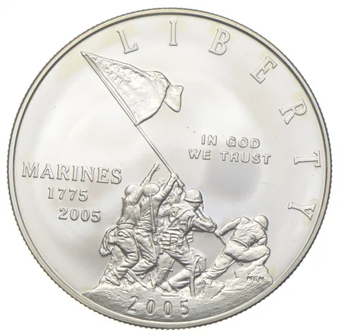 2005-P Unc US Marines Commemorative Silver Dollar $1