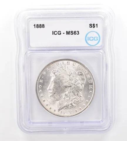 1888 Morgan Silver Dollar MS63 ICG Beautiful Tone Reverse a7374