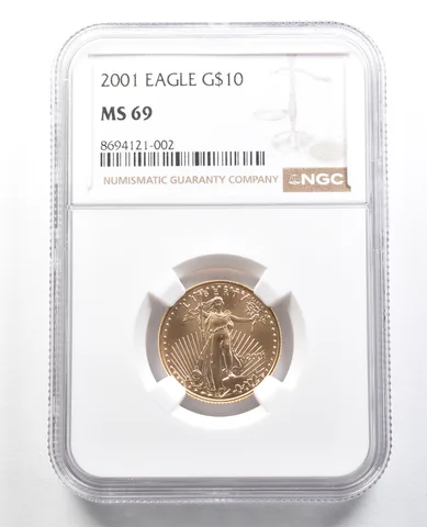 2001 $10 American Gold Eagle 1/4 Oz Gold MS69 NGC