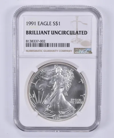 1991 American Silver Eagle BU NGC Brown Label