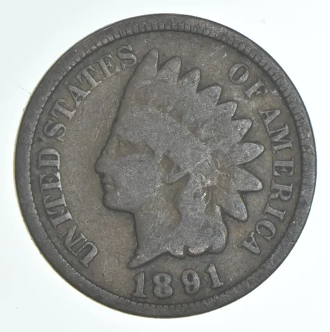 1891 Indian Head Cent AC Average Circ