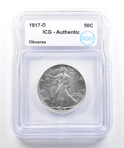 1917-D Walking Liberty Half Dollar Obverse Authentic ICG *7384