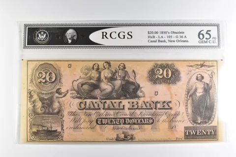 $20 1850s New Orleans, LA Canal Bank Note *8202