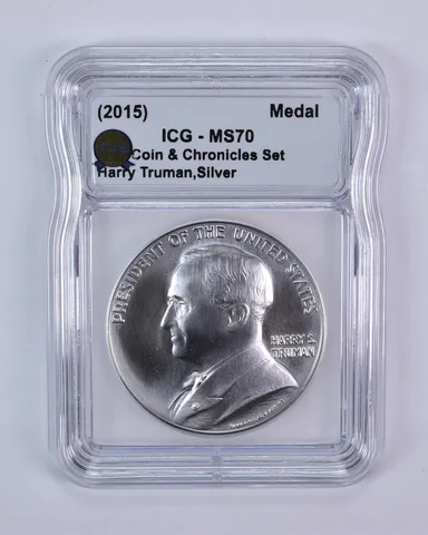 (2015) Presidential Medal Silver Harry Truman Coin & Chronicles Set MS70 ICG