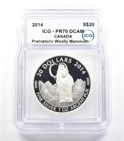 2014 Canada $20 Silver Prehistoric 1 Oz Woolly Mammoth PR70 DCAM ICG *5562