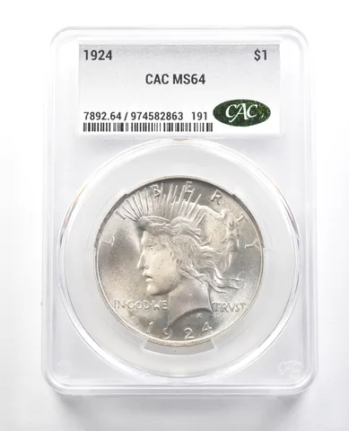 1924 Peace Silver Dollar MS64 CAC CACg *4708