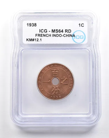 1938 French Indo-China KM#12.1 MS64 RD ICG *5476