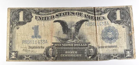 1899 $1 United States Black Eagle Silver Certificate Large Note Blue Seal a0868