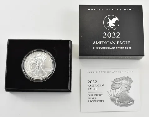 2022-W American Silver Eagle PROOF 1 Oz Silver - Coin & Box & COA