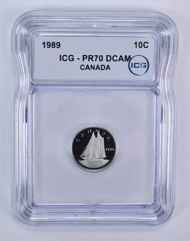 1989 Canada 10 Cents Bluenose PR70 DCAM ICG