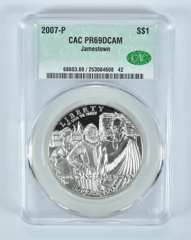 2007-P Jamestown Commemorative Silver Dollar PR69 DCAM CAC CACg