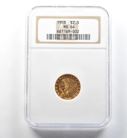 1908 $2.50 Indian Head Gold Quarter Eagle MS64 NGC *2601