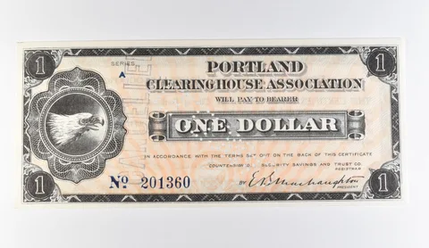 1933 $1 Portland OR Clearing House Association Scrip a9745